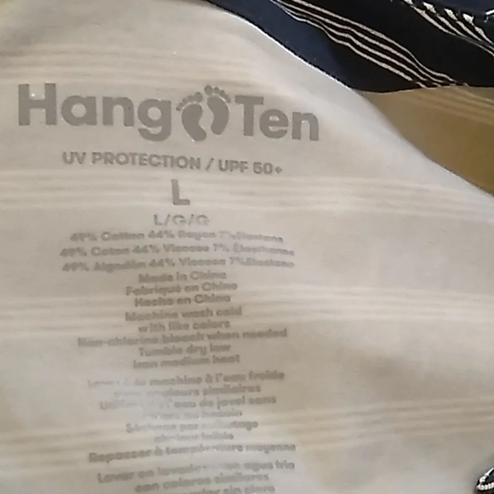 Hang Ten UV Protection UPF 50+ Blue & White Dress w Pockets Women's Large - Picture 2 of 6